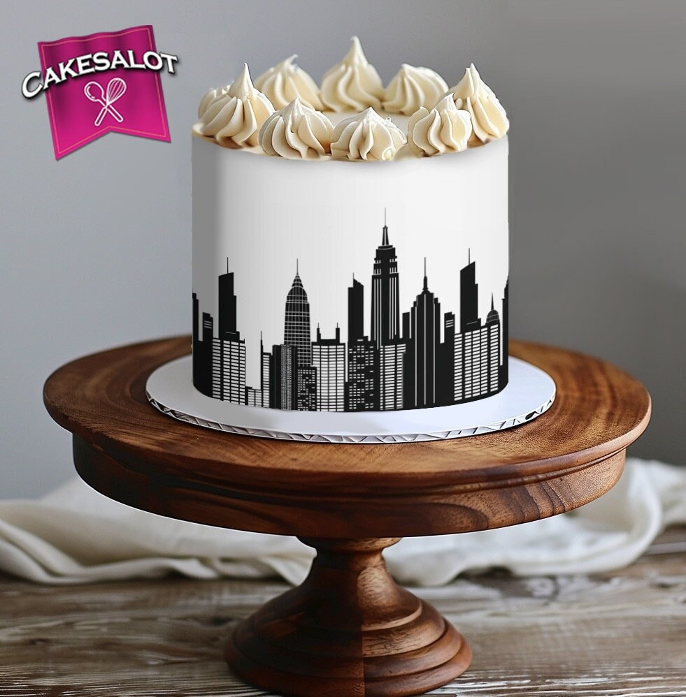 New York Inspired Skyline Edible Print Cake Wrap