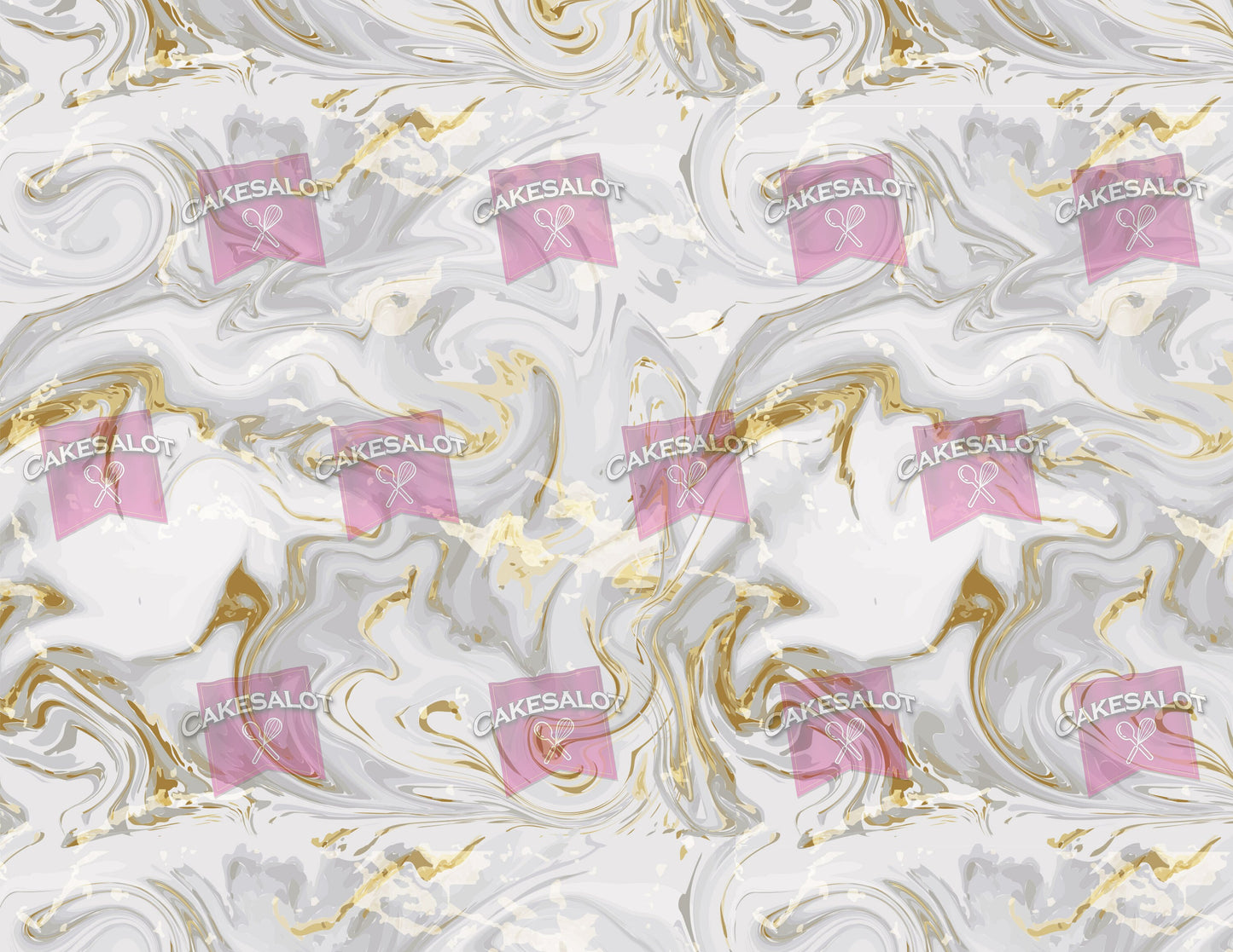 White Grey Gold Light Marble Edible Print Cake Wrap