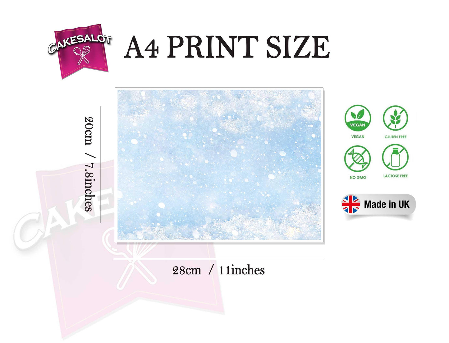 Frozen Ice Blue Edible Print Cake Wrap