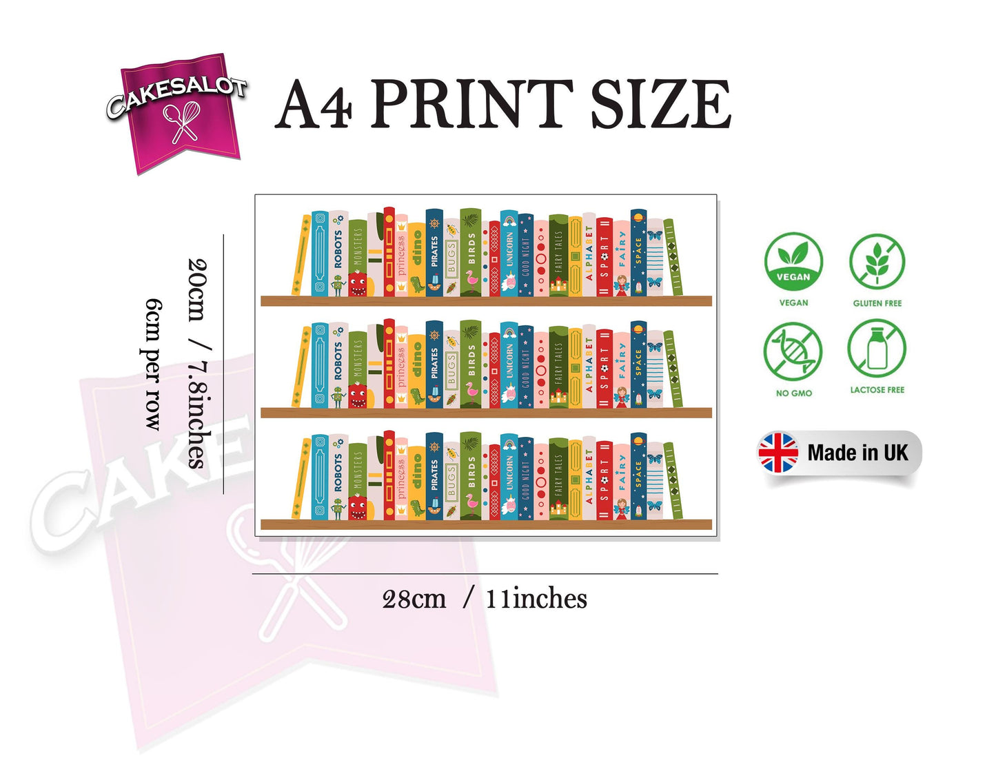 Children's Bookcase Edible Print Cake Wrap