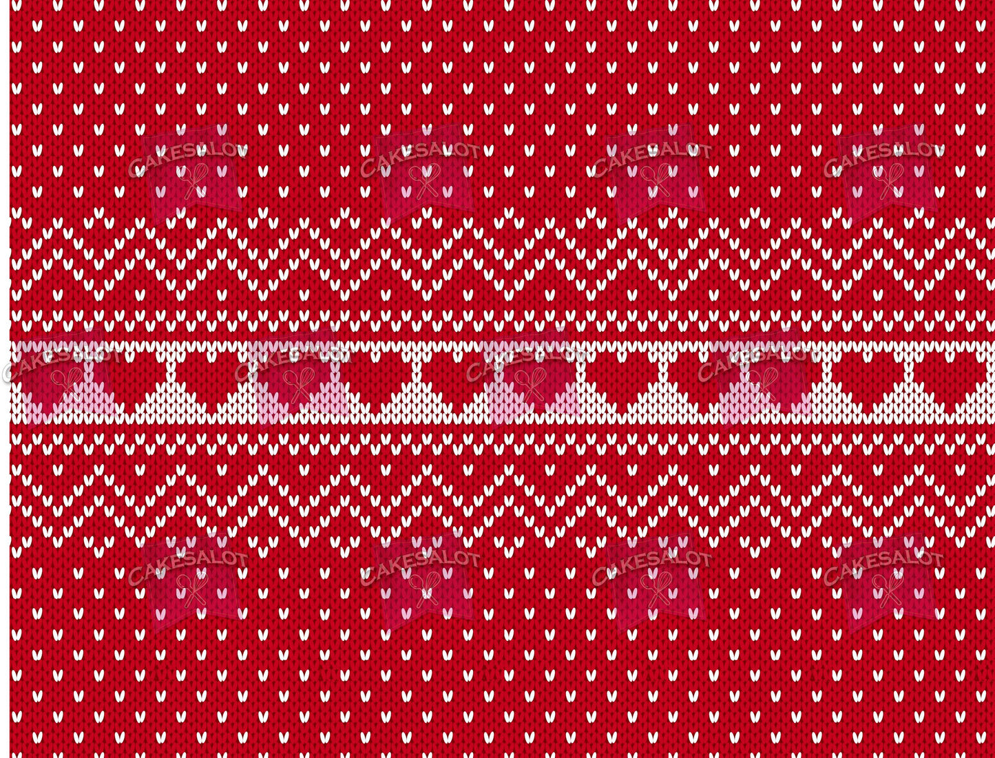 Red Knitted Christmas Jumper Edible Print Cake Wrap
