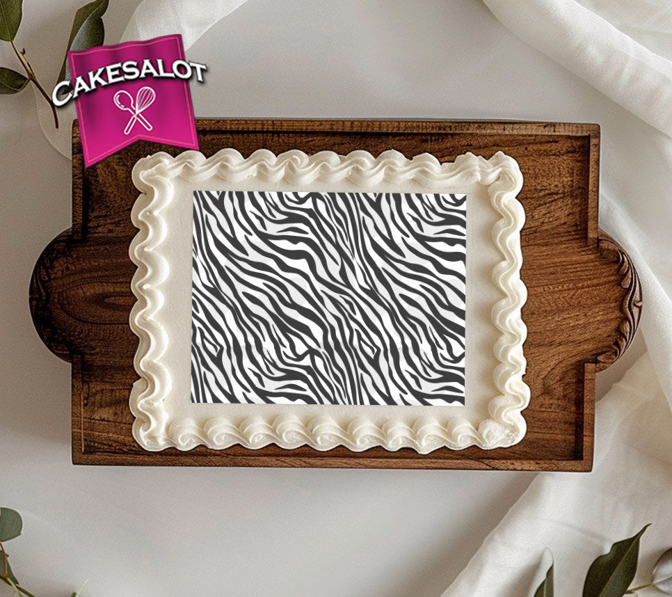White Tiger Zebra Edible Print Cake Wrap