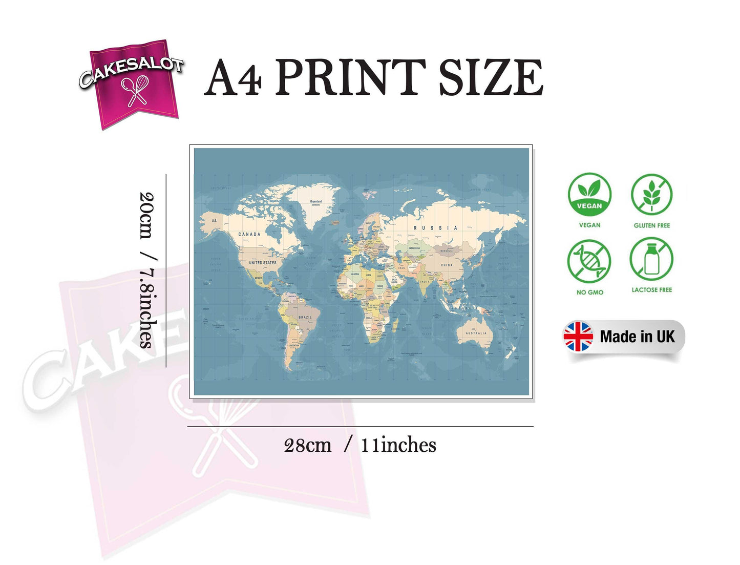 World Map Edible Print Cake Wrap