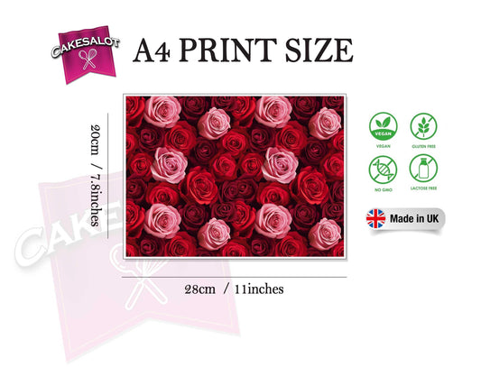 Red Roses Floral Edible Print Cake Wrap