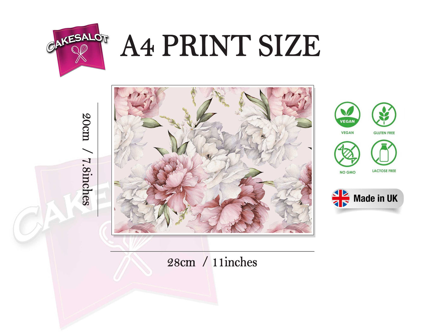 Classic Floral Edible Print Cake Wrap