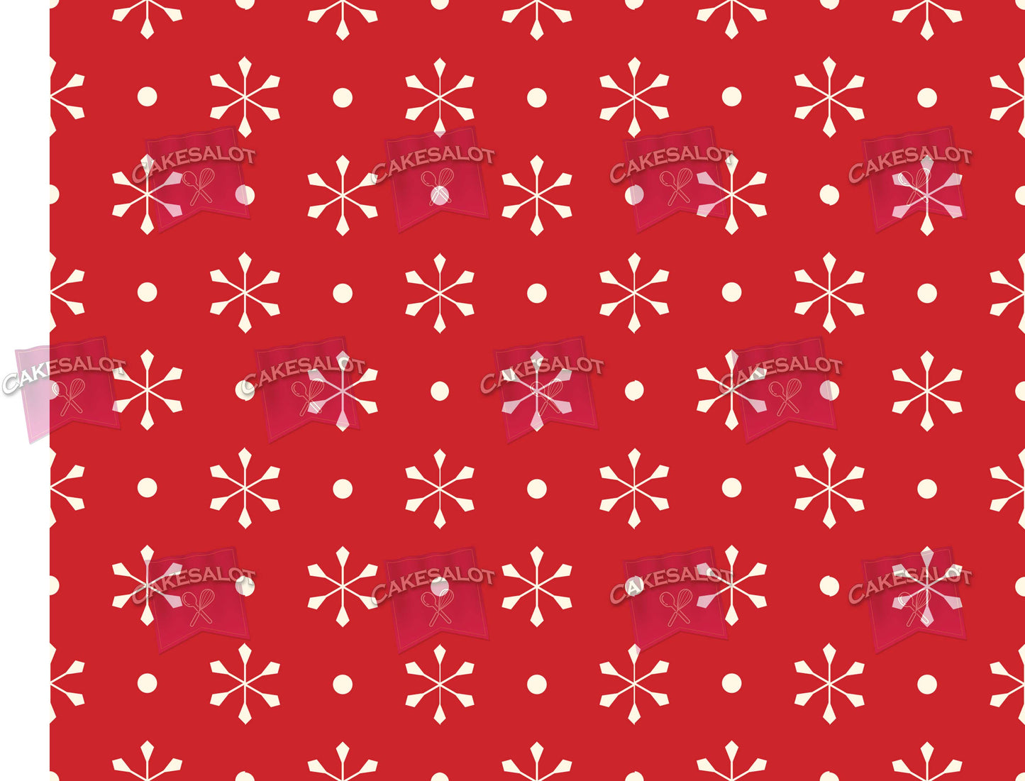 Red White Snowflake Christmas Wrapping Paper Edible Print Cake Wrap