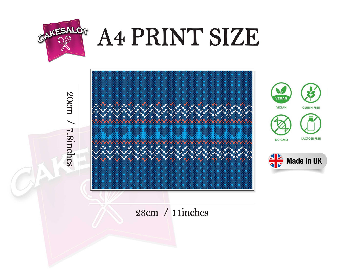 Blue Knitted Christmas Jumper Edible Print Cake Wrap