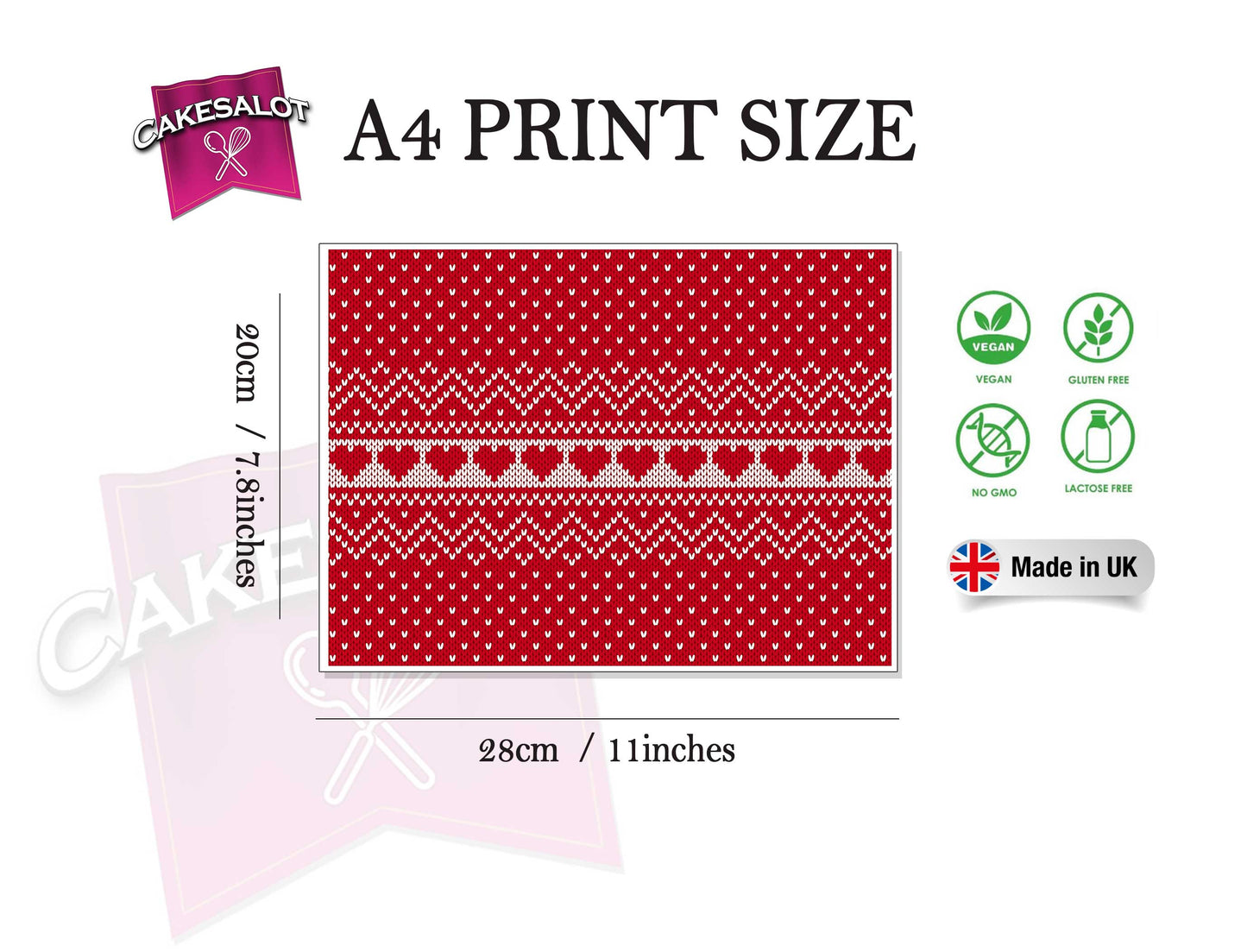 Red Knitted Christmas Jumper Edible Print Cake Wrap