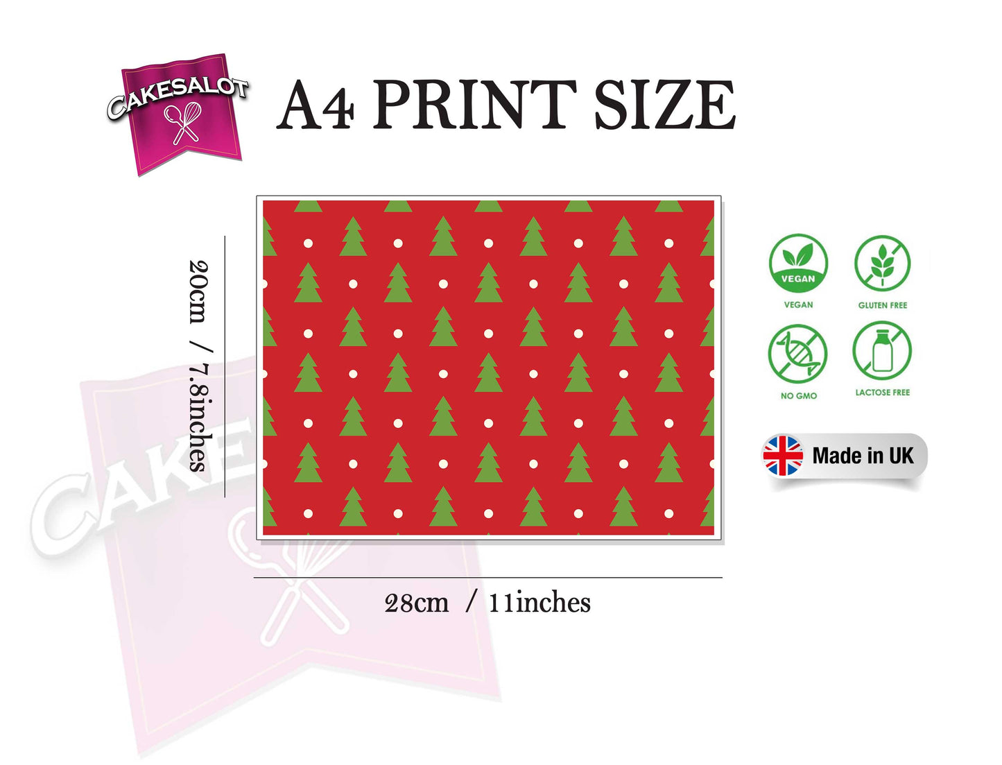 Christmas Tree Wrapping Paper Edible Print Cake Wrap