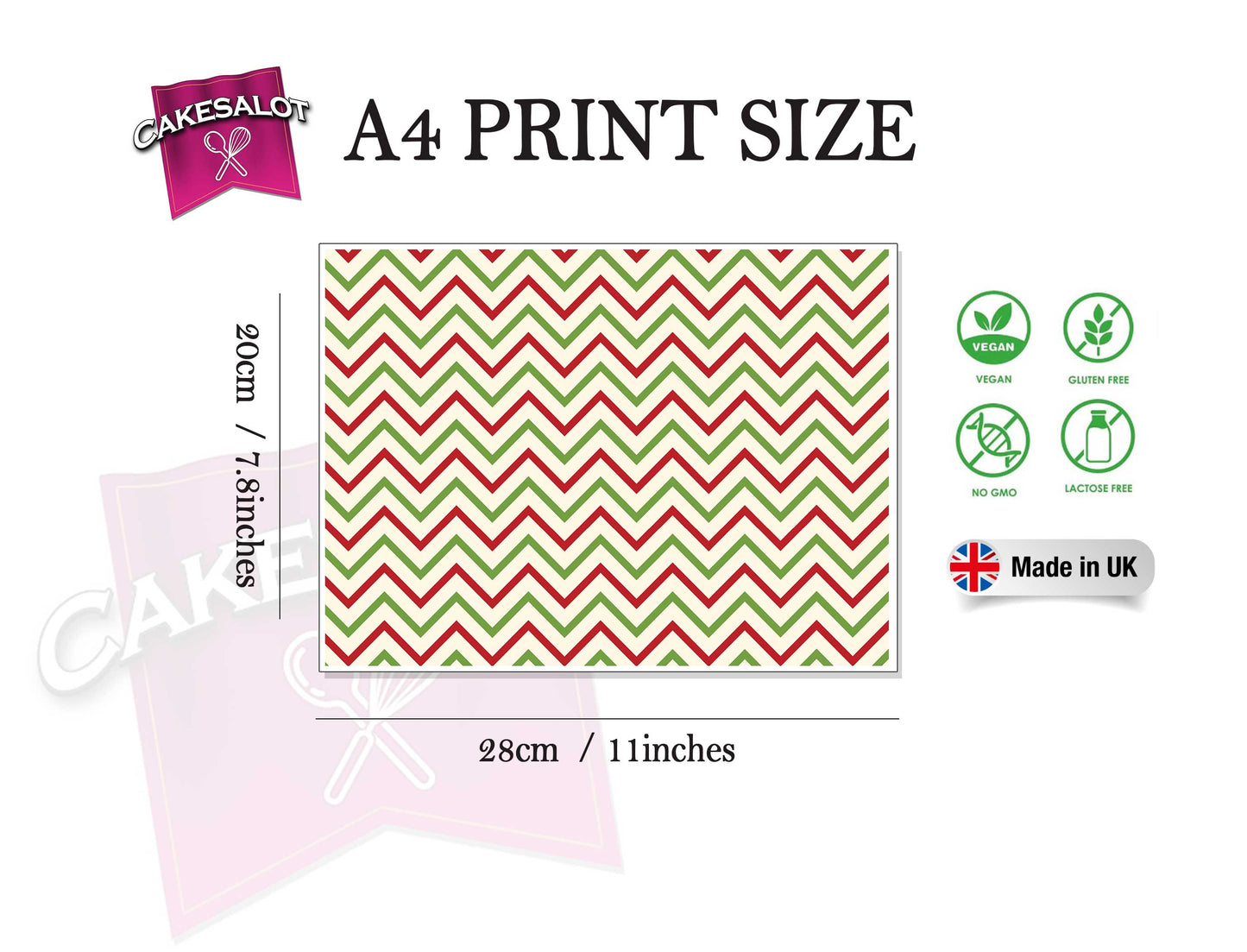 ZigZag Retro Christmas Wrapping Paper Edible Print Cake Wrap