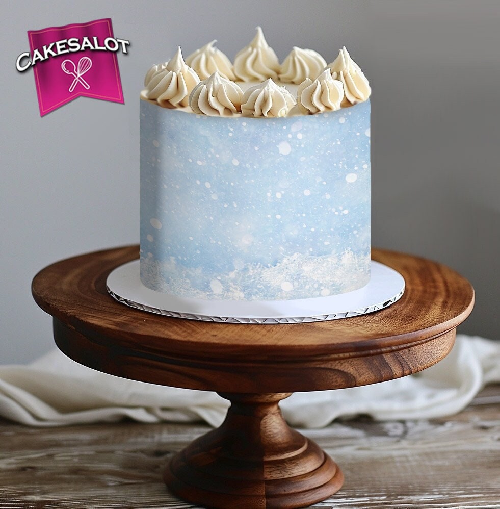 Frozen Ice Blue Edible Print Cake Wrap