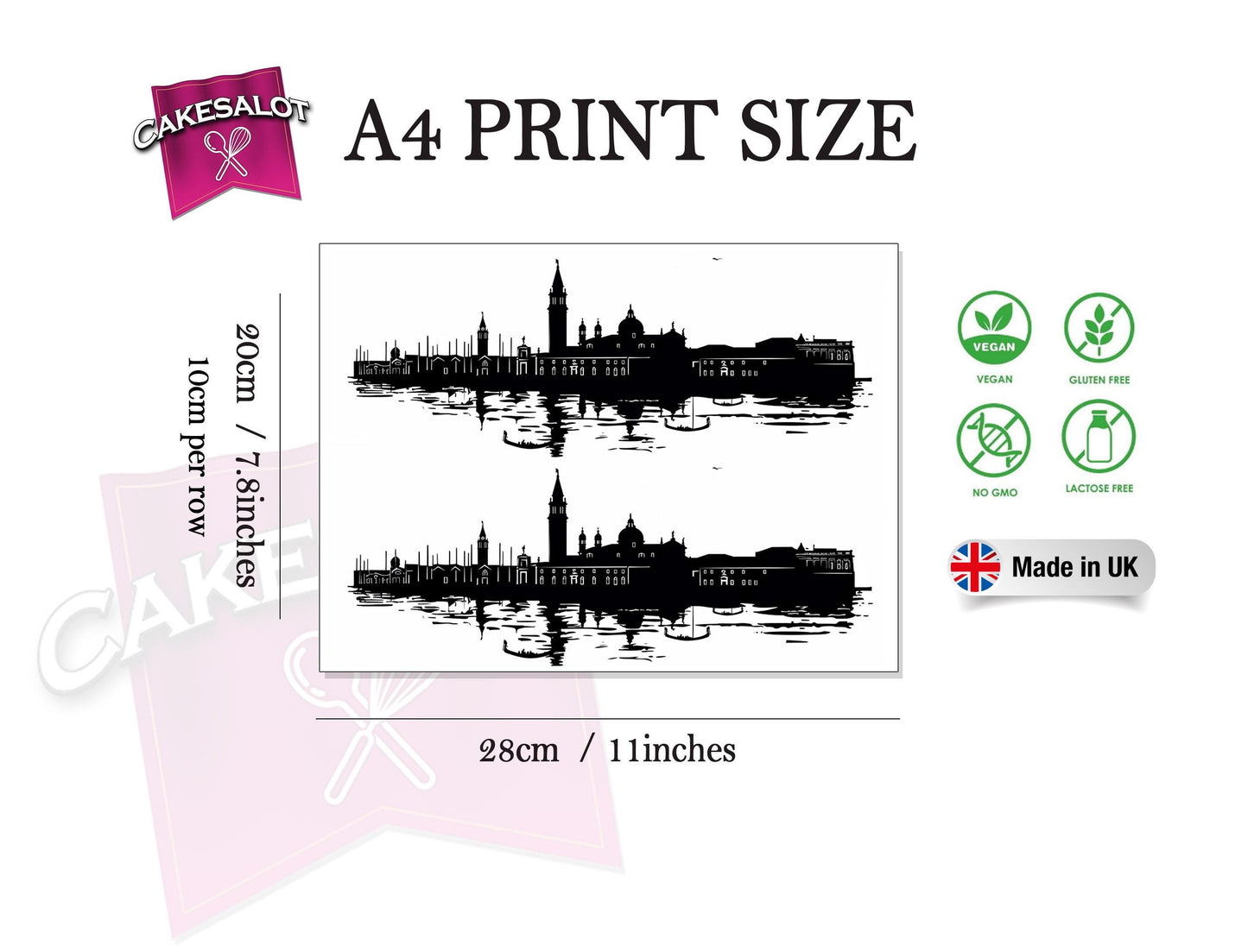 Venice Inspired Skyline Edible Print Cake Wrap