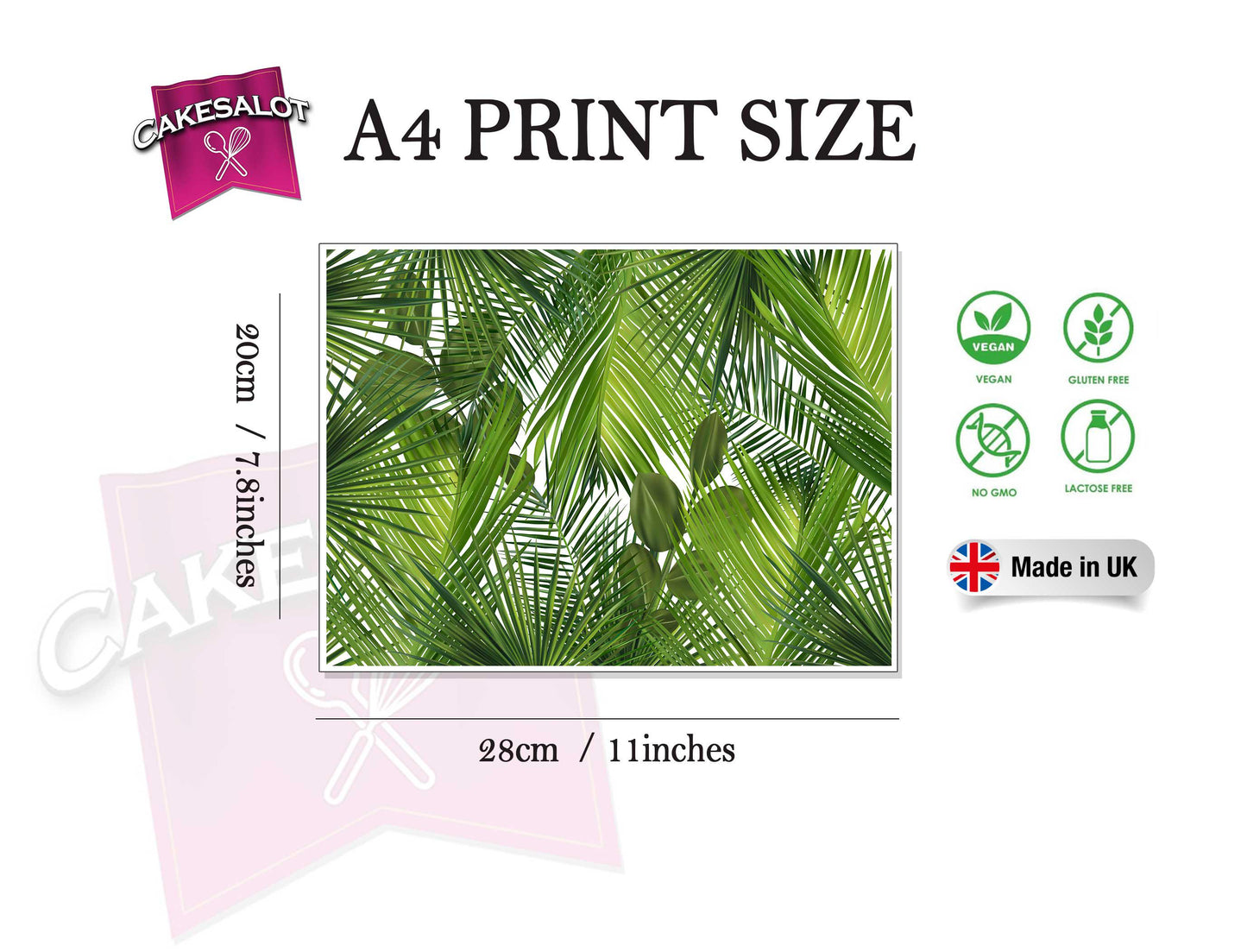 Tropical Palm Tree Leaves Edible Print Cake Wrap