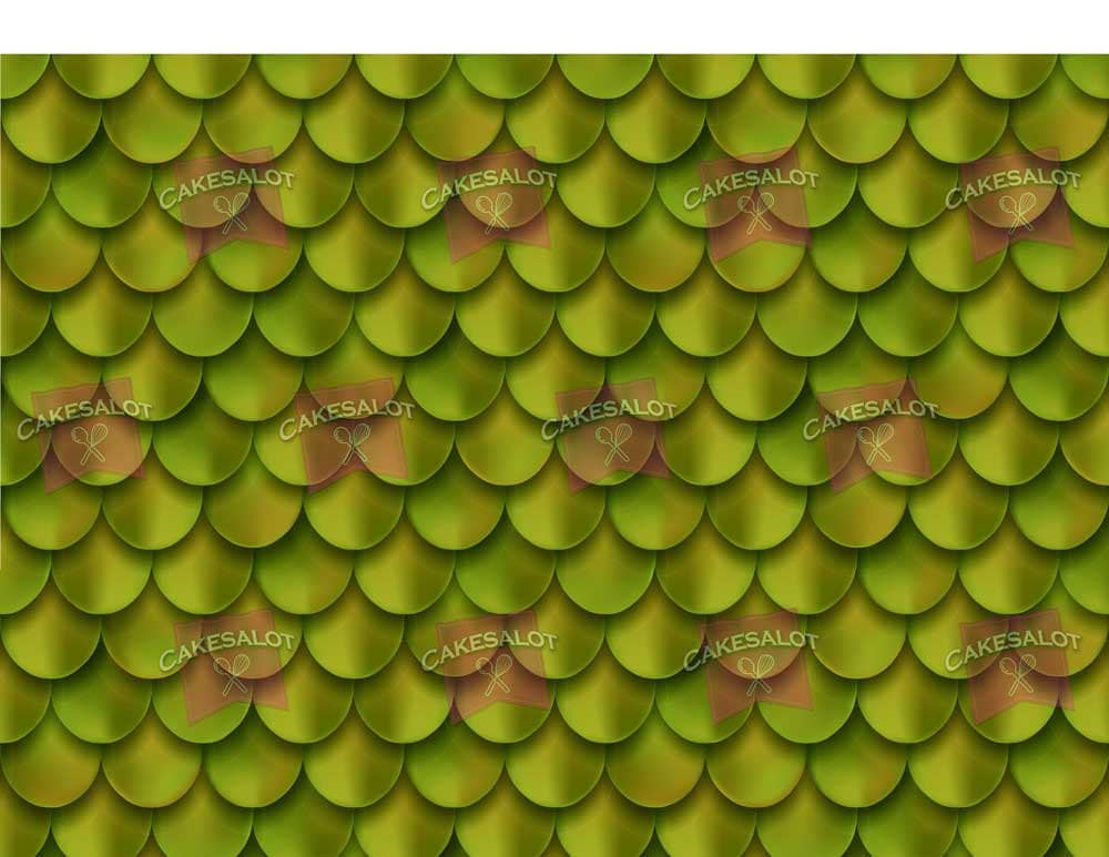 Green Dragon Dinosaur Scales Edible Print Cake Wrap