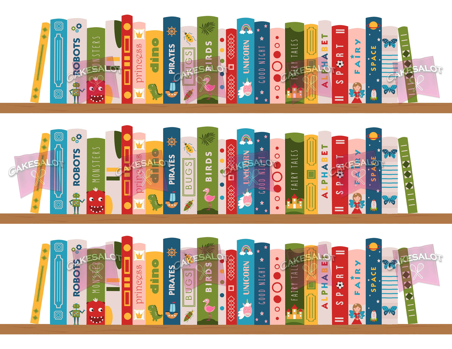 Children's Bookcase Edible Print Cake Wrap