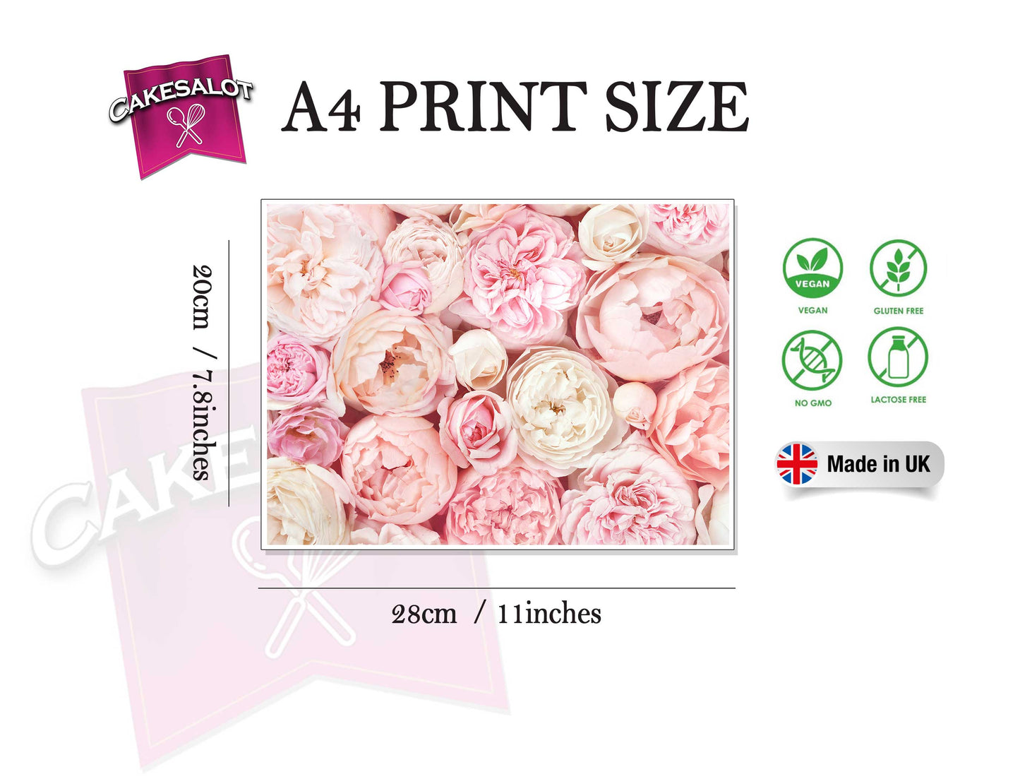 Pink Peonies Floral Edible Print Cake Wrap