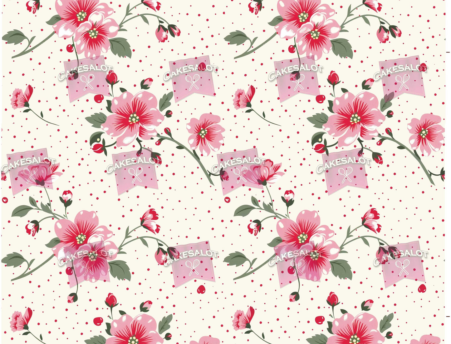 Polka Dot Floral Edible Print Cake Wrap