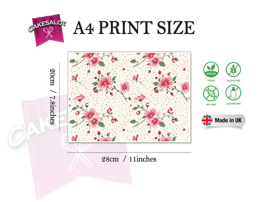 Polka Dot Floral Edible Print Cake Wrap