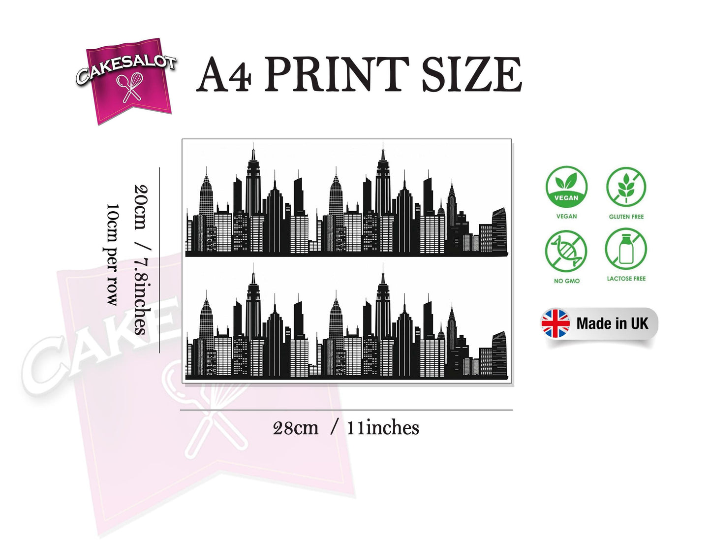 New York Inspired Skyline Edible Print Cake Wrap
