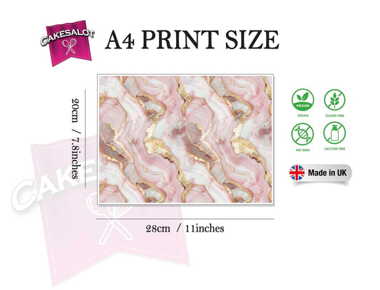 Pink Gold Marble and Shell Edible Print Cake Wrap