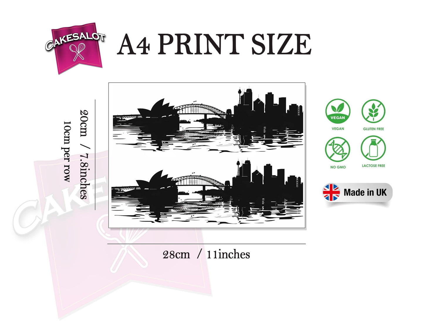 Sydney Inspired Skyline Edible Print Cake Wrap