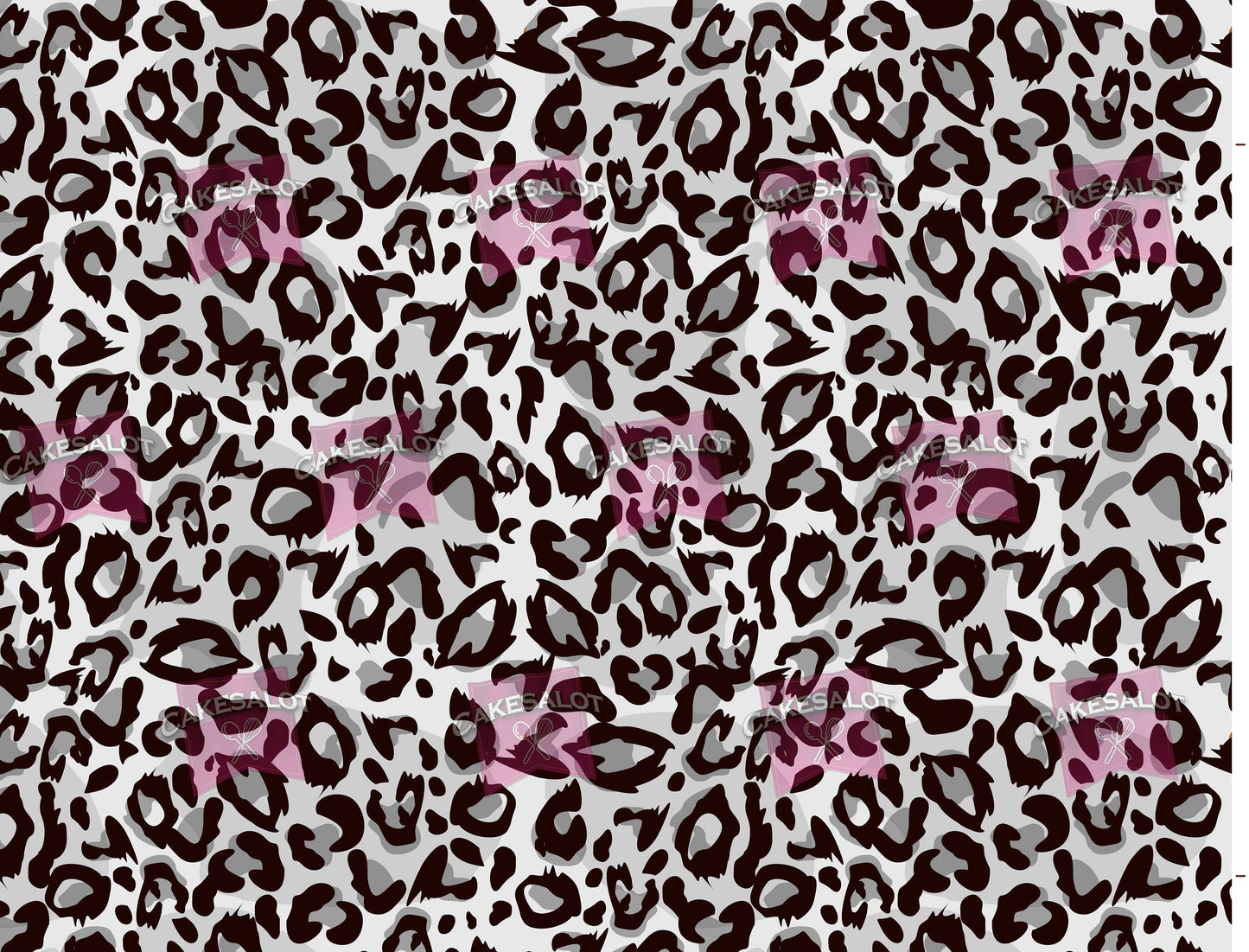 White and Silver Leopard Edible Print Cake Wrap