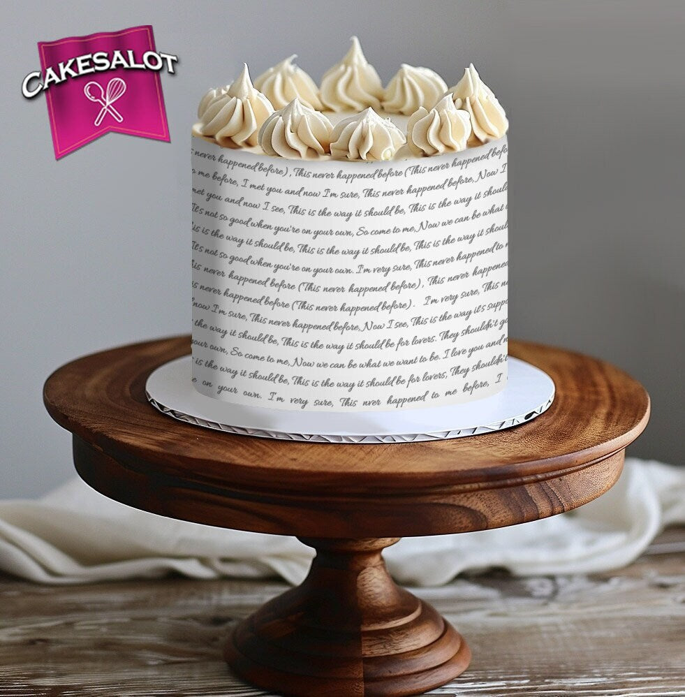 Wedding cake first dance lyrics and vows edible print