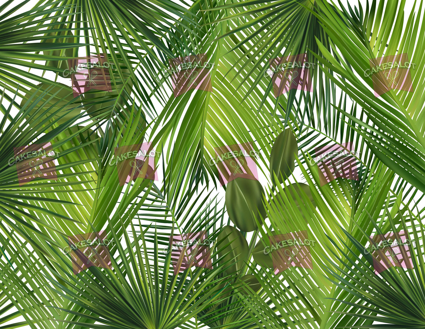 Tropical Palm Tree Leaves Edible Print Cake Wrap