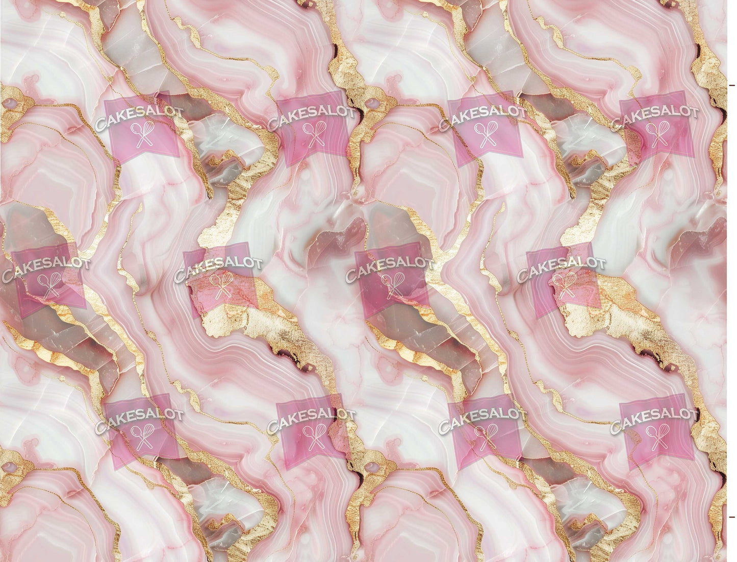 Pink Gold Marble and Shell Edible Print Cake Wrap