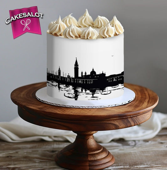 Venice Inspired Skyline Edible Print Cake Wrap