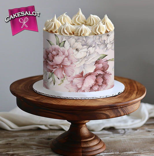 Classic Floral Edible Print Cake Wrap