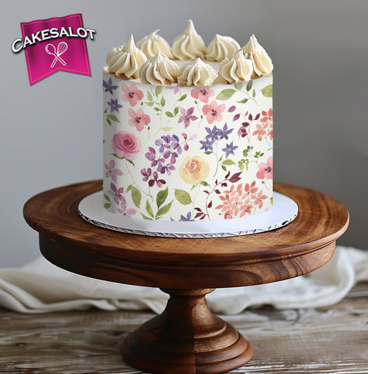 Spring Floral Edible Print Cake Wrap