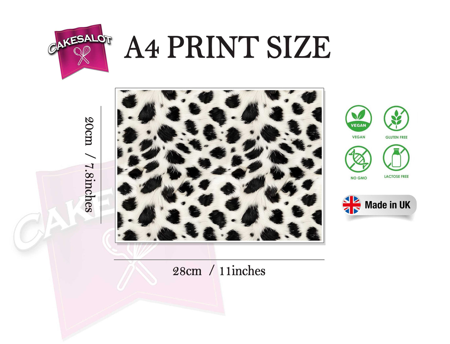 Dalmatian Dog Fur Look Edible Print Cake Wrap