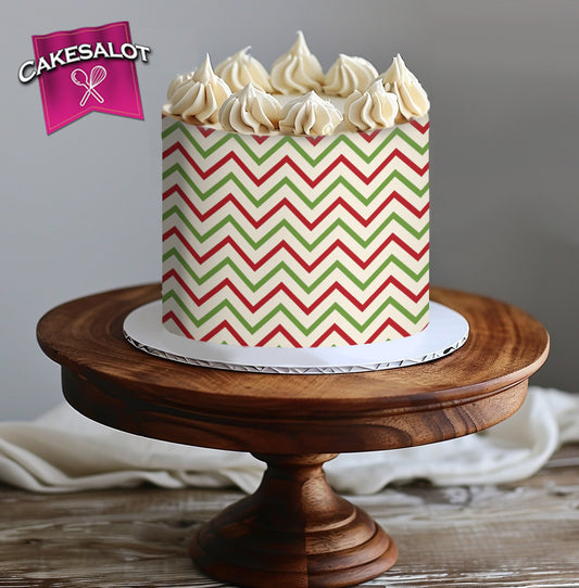 ZigZag Retro Christmas Wrapping Paper Edible Print Cake Wrap