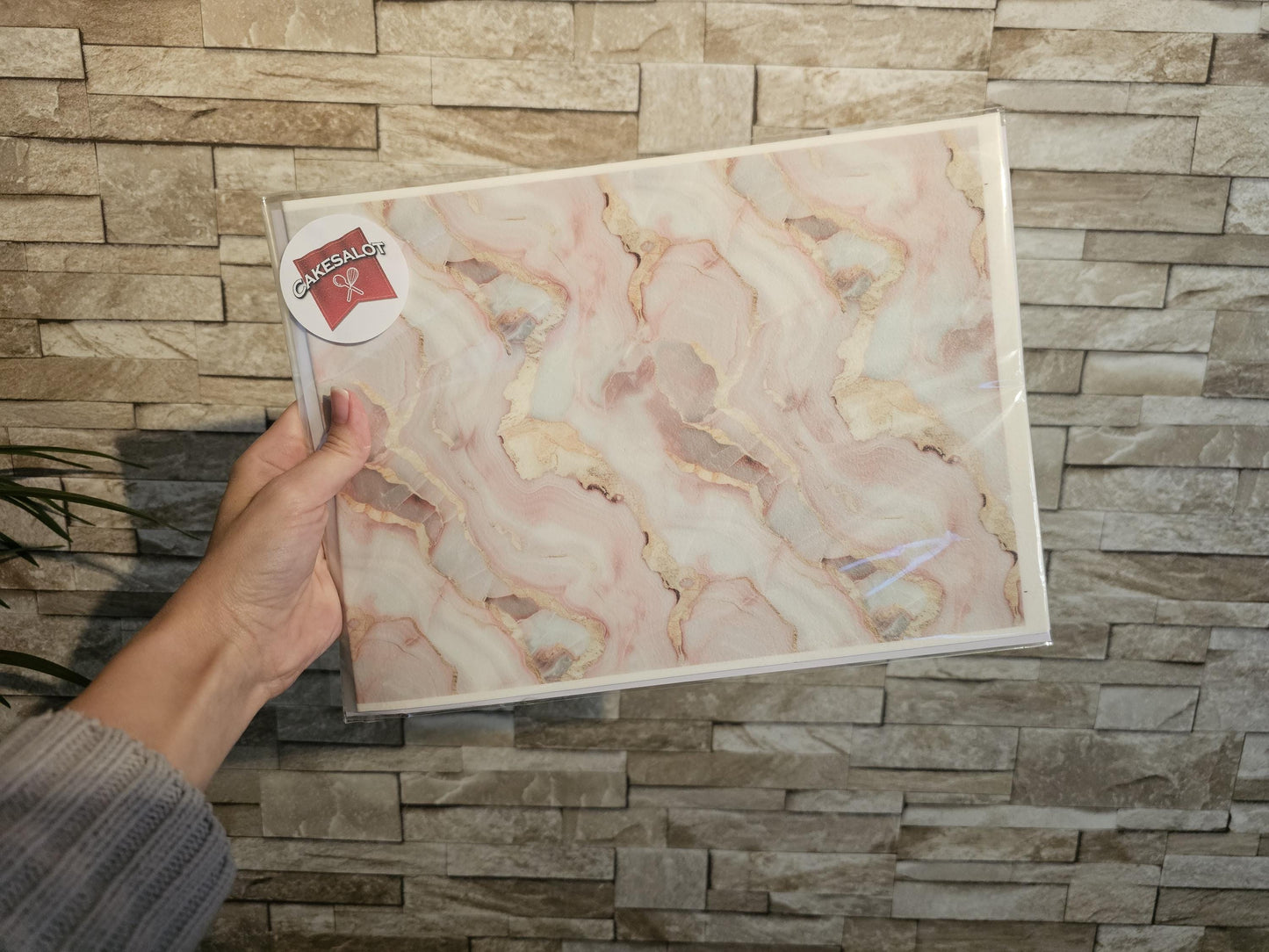 Pink Gold Marble and Shell Edible Print Cake Wrap