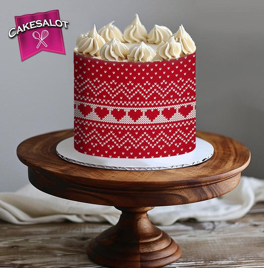 Red Knitted Christmas Jumper Edible Print Cake Wrap