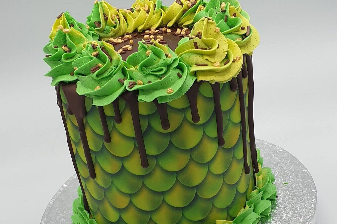 Green Dragon Dinosaur Scales Edible Print Cake Wrap